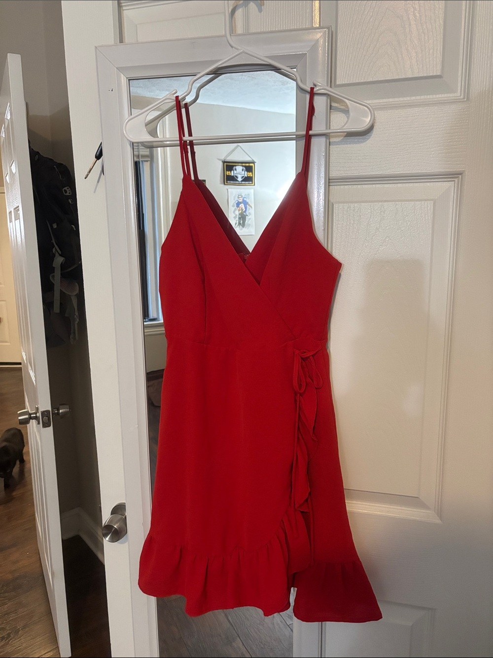 Altar'd State Red Ruffle Wrap Mini Dress